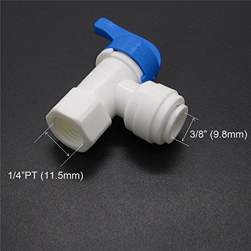 JIUWU Elbow 1/4-Inch Female x 3/8-Inch Tank Ball Valve Quick Connect Fitting Aquarium RO Water Filter Pack of 5 - Image 4